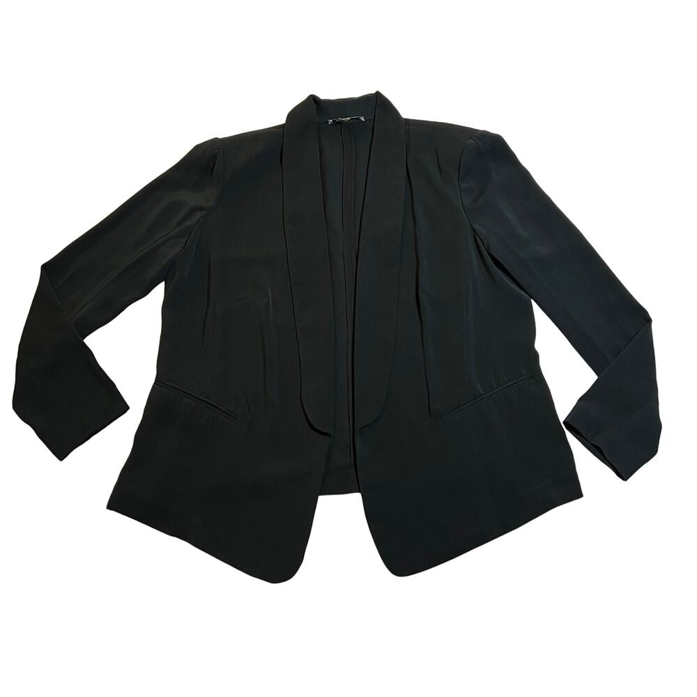 DKNYC Women's Open Front Lightweight Blazer Jacket Size 14W Office Career Preppy